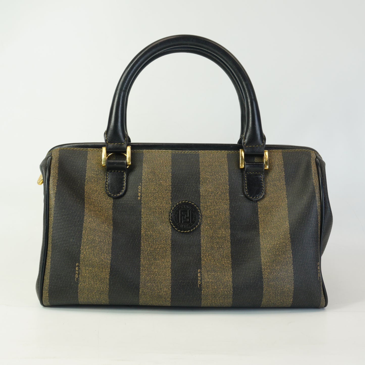 Fendi Vintage Pequin Mini Boston Bag Black  Medium GHW