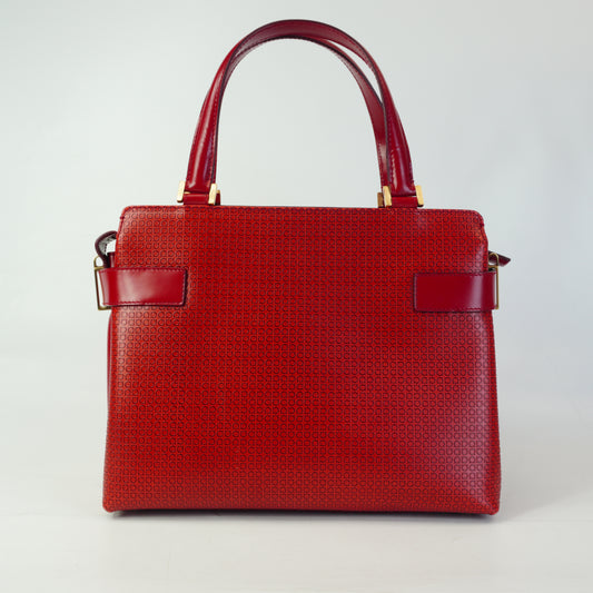 Salvatore Ferregamo Gancini Top Handle Tote Bag Red Small GHW