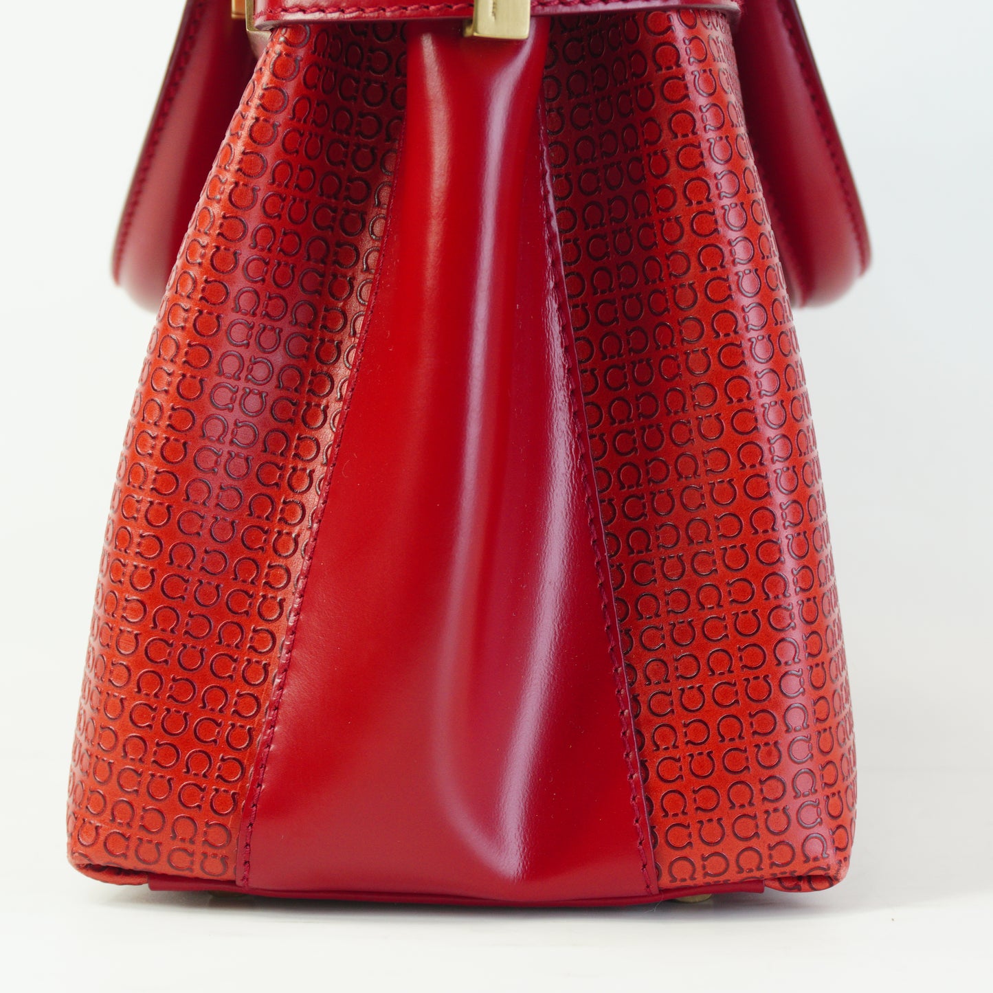 Salvatore Ferregamo Gancini Top Handle Tote Bag Red Small GHW