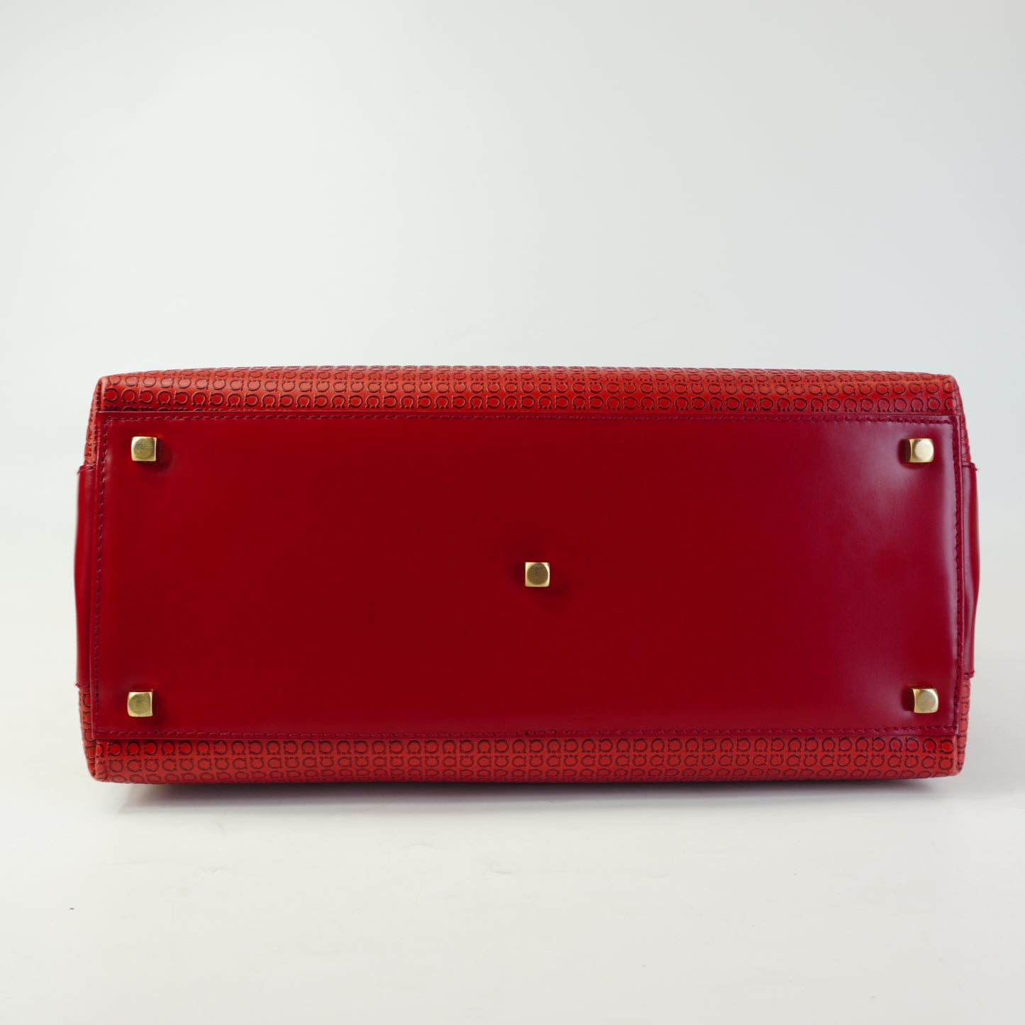 Salvatore Ferregamo Gancini Top Handle Tote Bag Red Small GHW