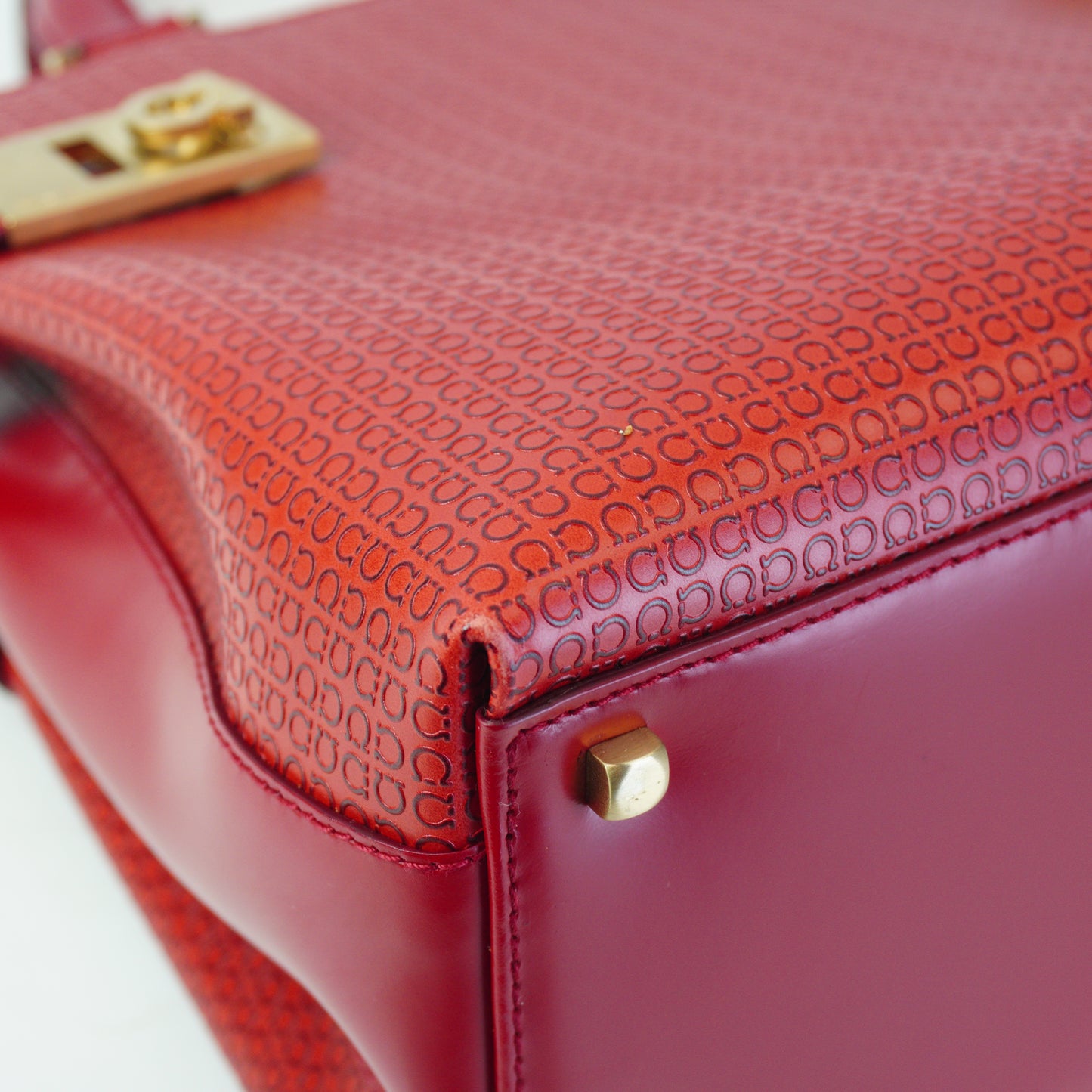Salvatore Ferregamo Gancini Top Handle Tote Bag Red Small GHW
