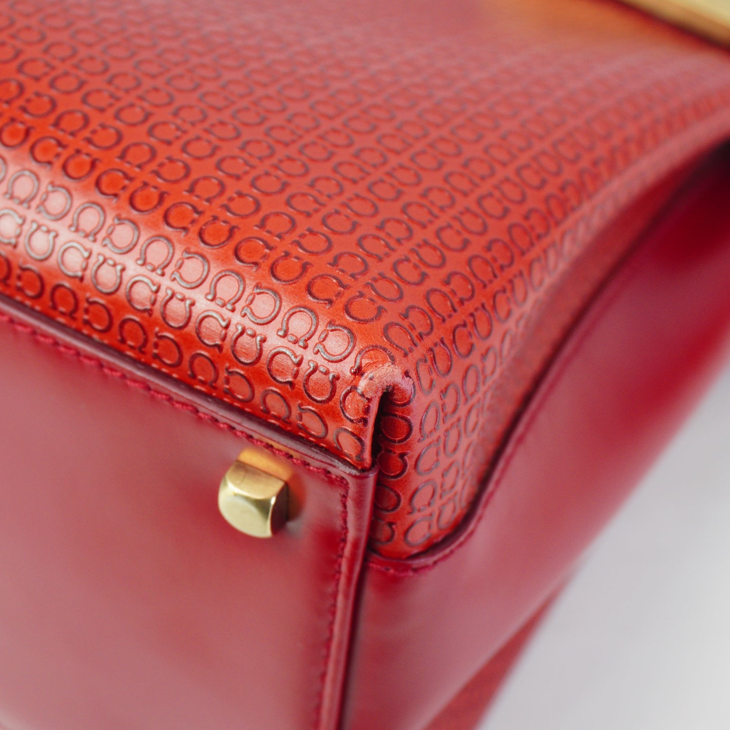 Salvatore Ferregamo Gancini Top Handle Tote Bag Red Small GHW