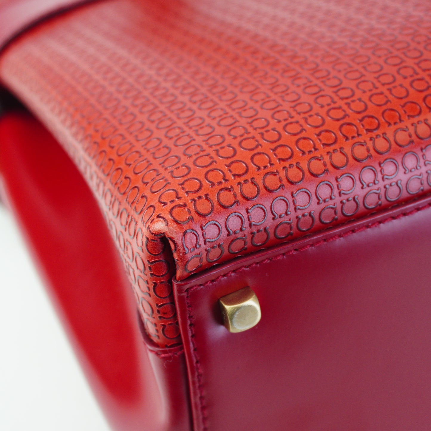 Salvatore Ferregamo Gancini Top Handle Tote Bag Red Small GHW