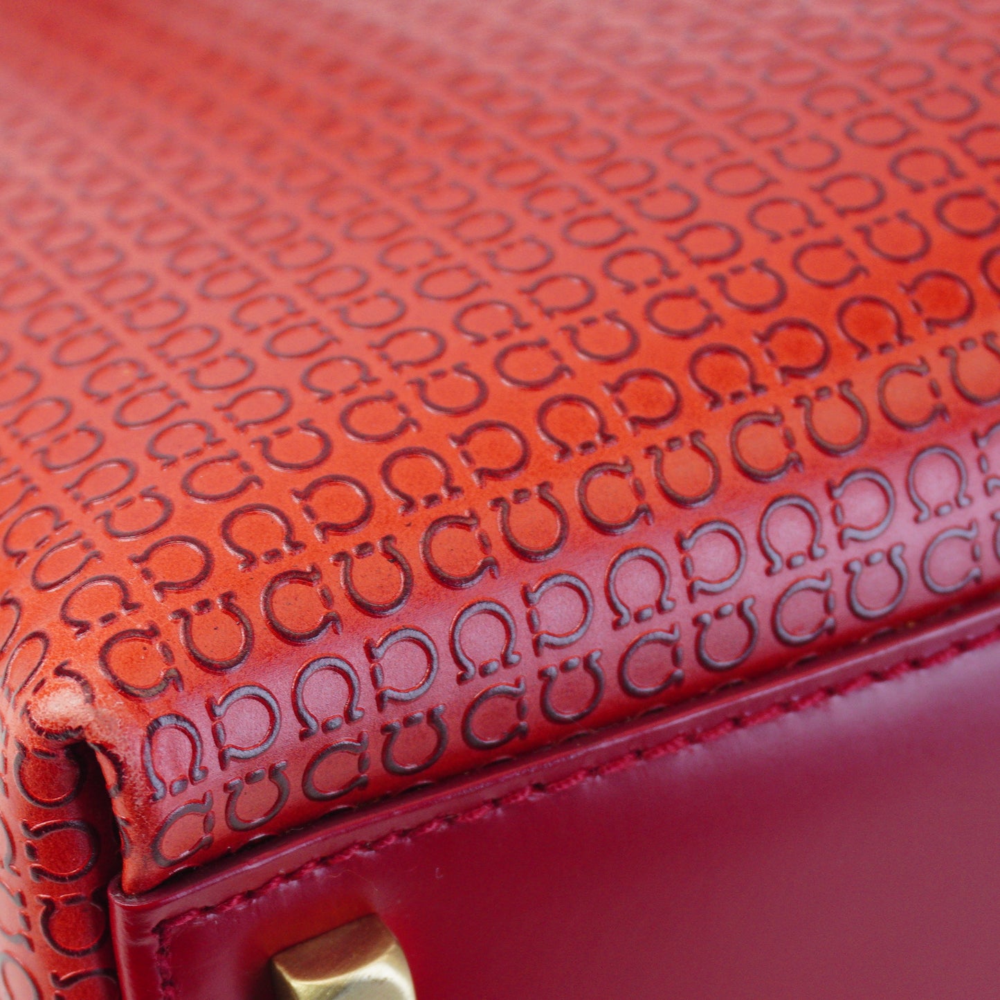 Salvatore Ferregamo Gancini Top Handle Tote Bag Red Small GHW