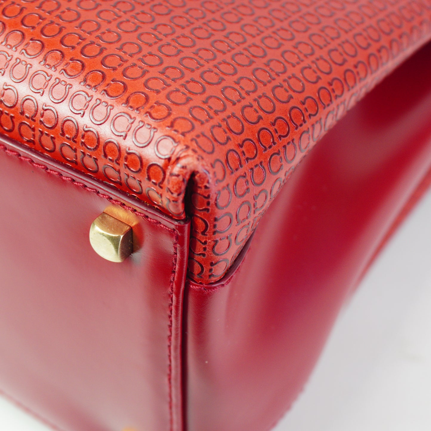Salvatore Ferregamo Gancini Top Handle Tote Bag Red Small GHW