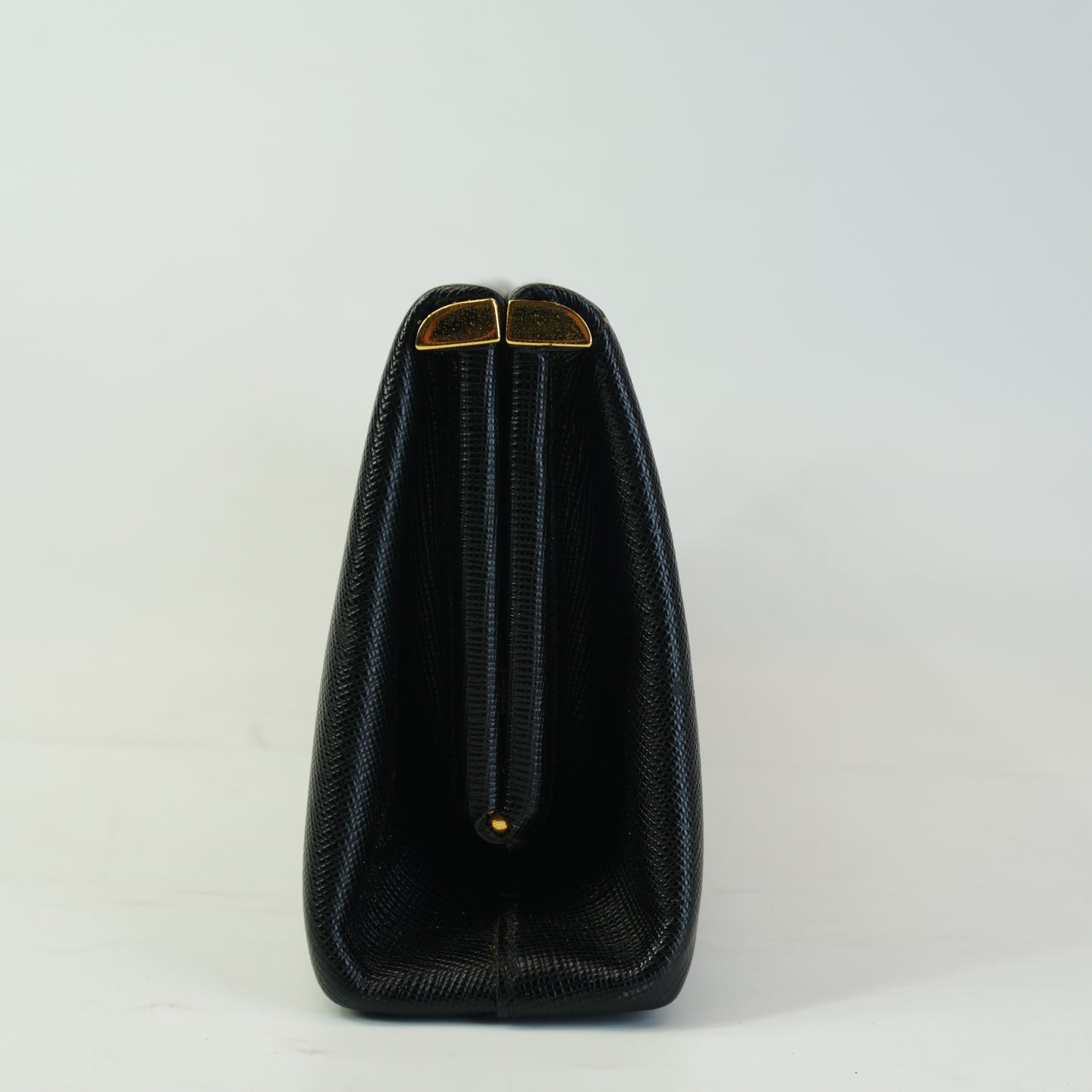 Prada Saffiano Lux East-west Frame Medium Clutch Black GHW