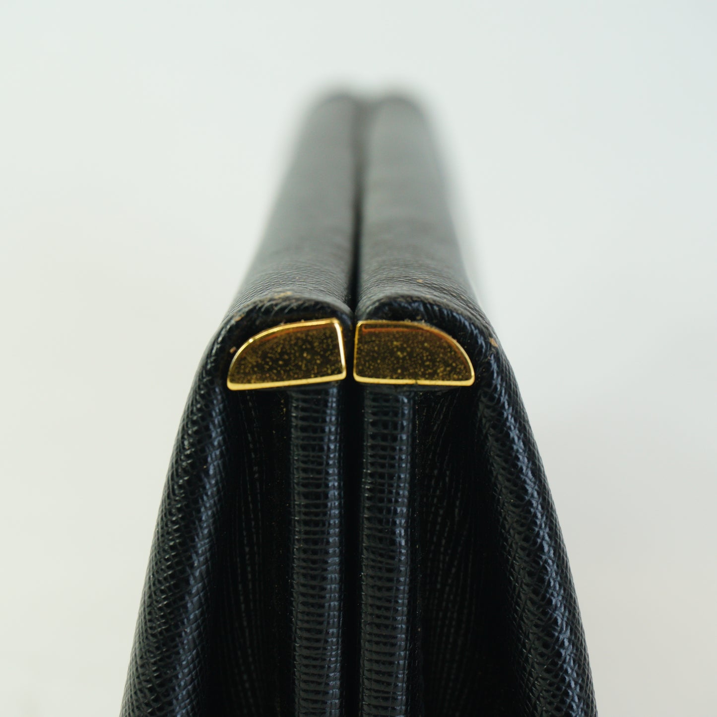 Prada Saffiano Lux East-west Frame Medium Clutch Black GHW