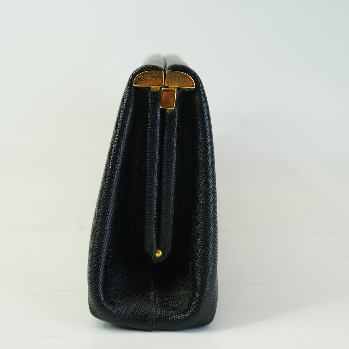 Prada Saffiano Lux East-west Frame Medium Clutch Black GHW