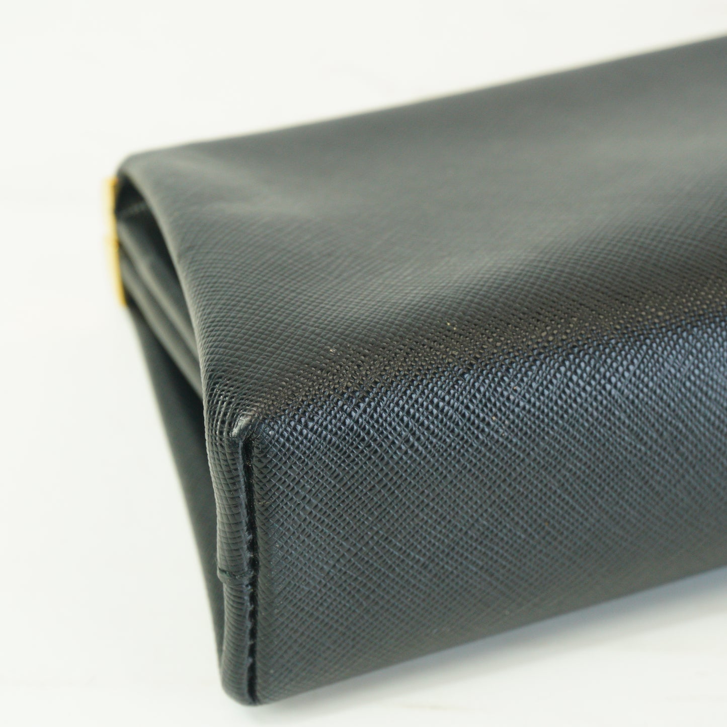 Prada Saffiano Lux East-west Frame Medium Clutch Black GHW