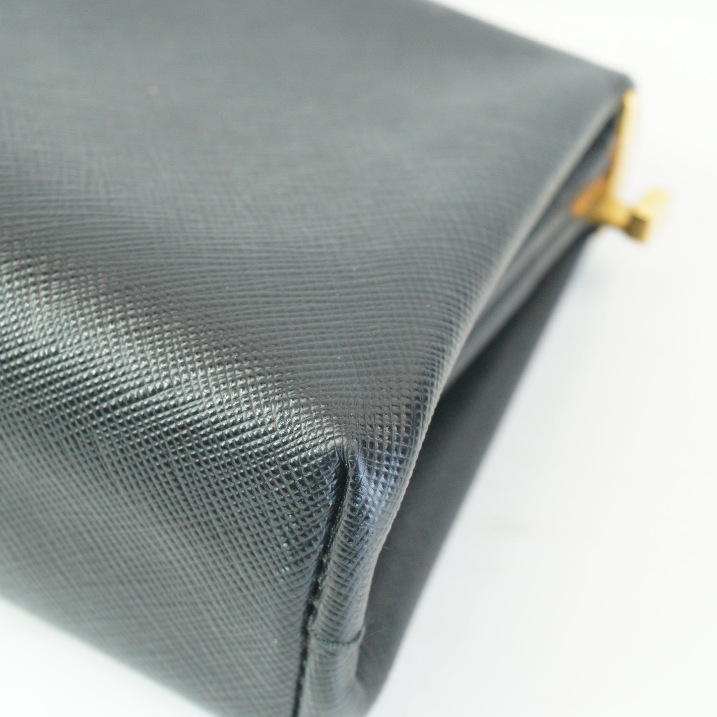 Prada Saffiano Lux East-west Frame Medium Clutch Black GHW