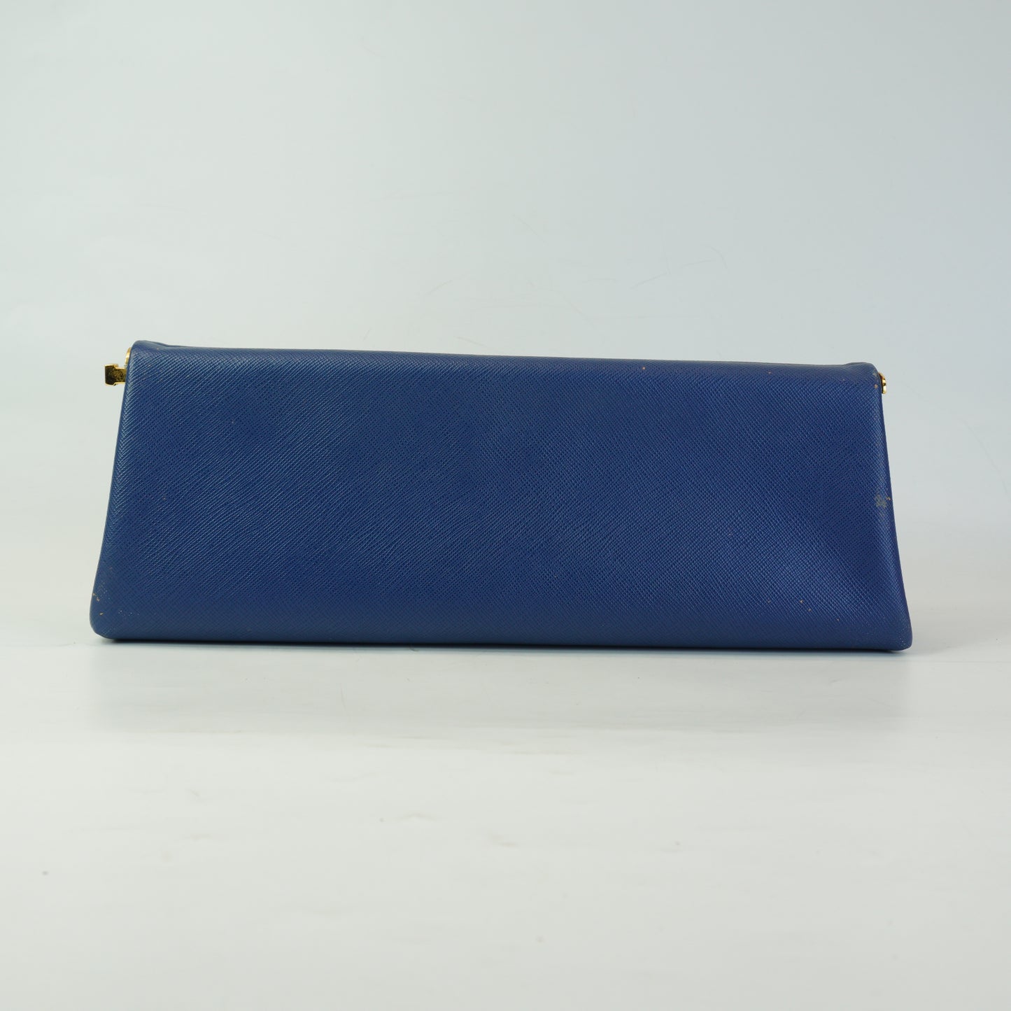 Prada Saffiano Lux East-west Frame Medium Clutch Blue GHW