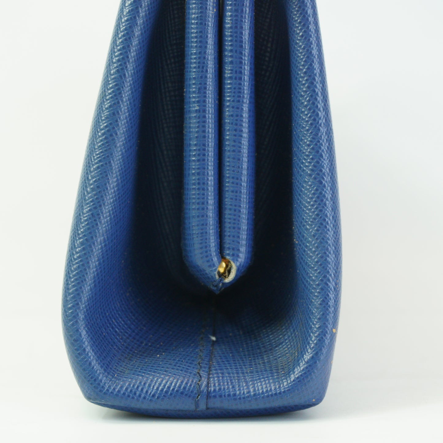 Prada Saffiano Lux East-west Frame Medium Clutch Blue GHW