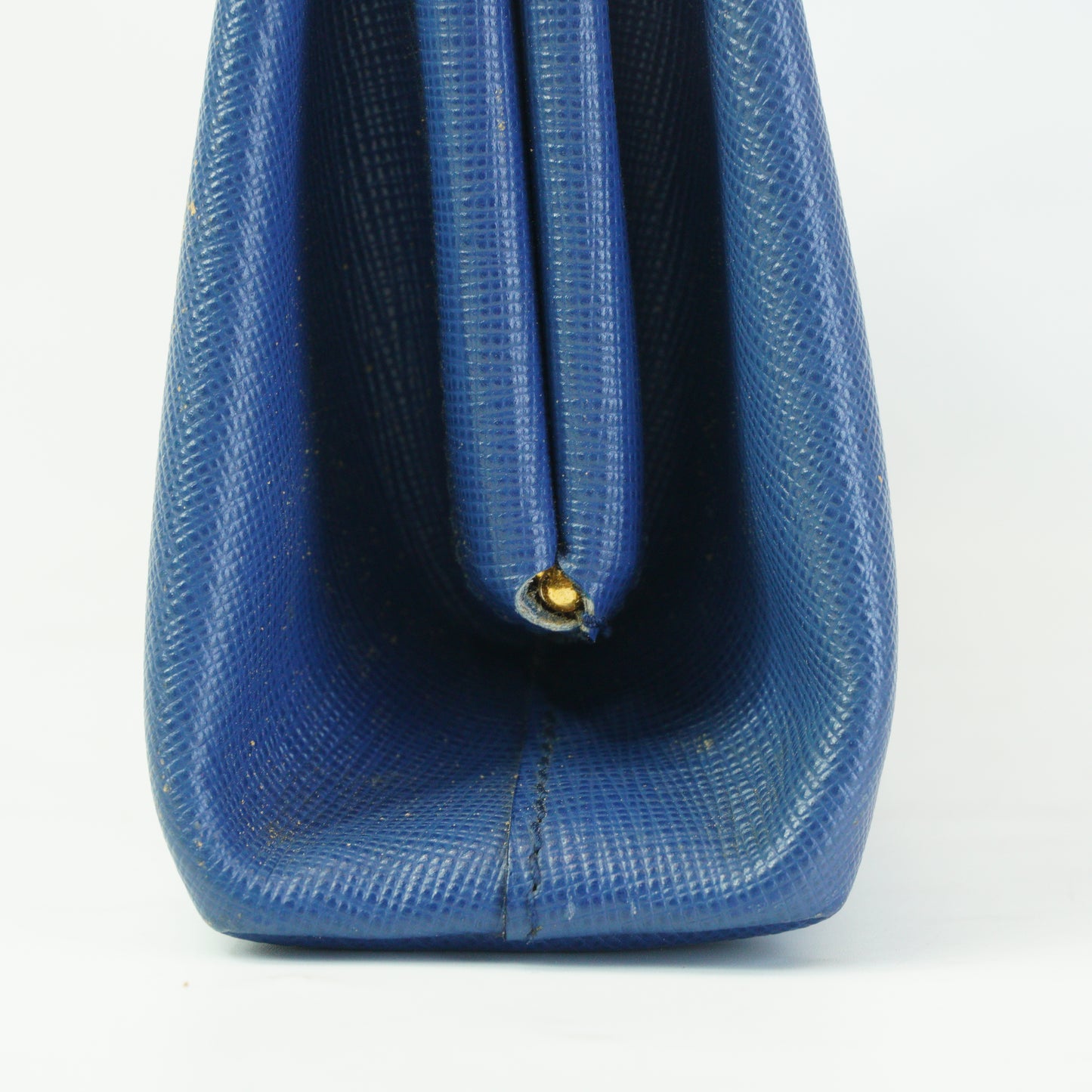 Prada Saffiano Lux East-west Frame Medium Clutch Blue GHW