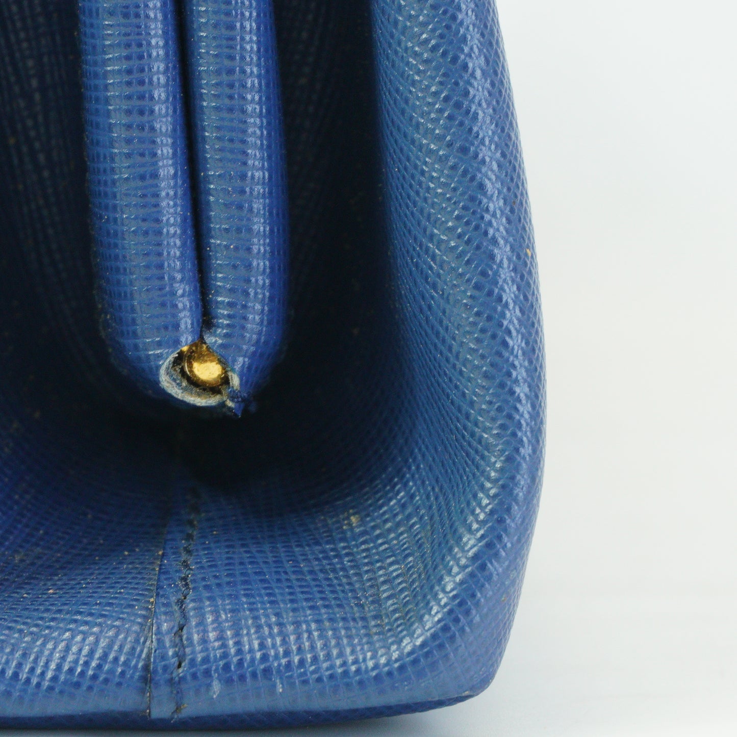 Prada Saffiano Lux East-west Frame Medium Clutch Blue GHW