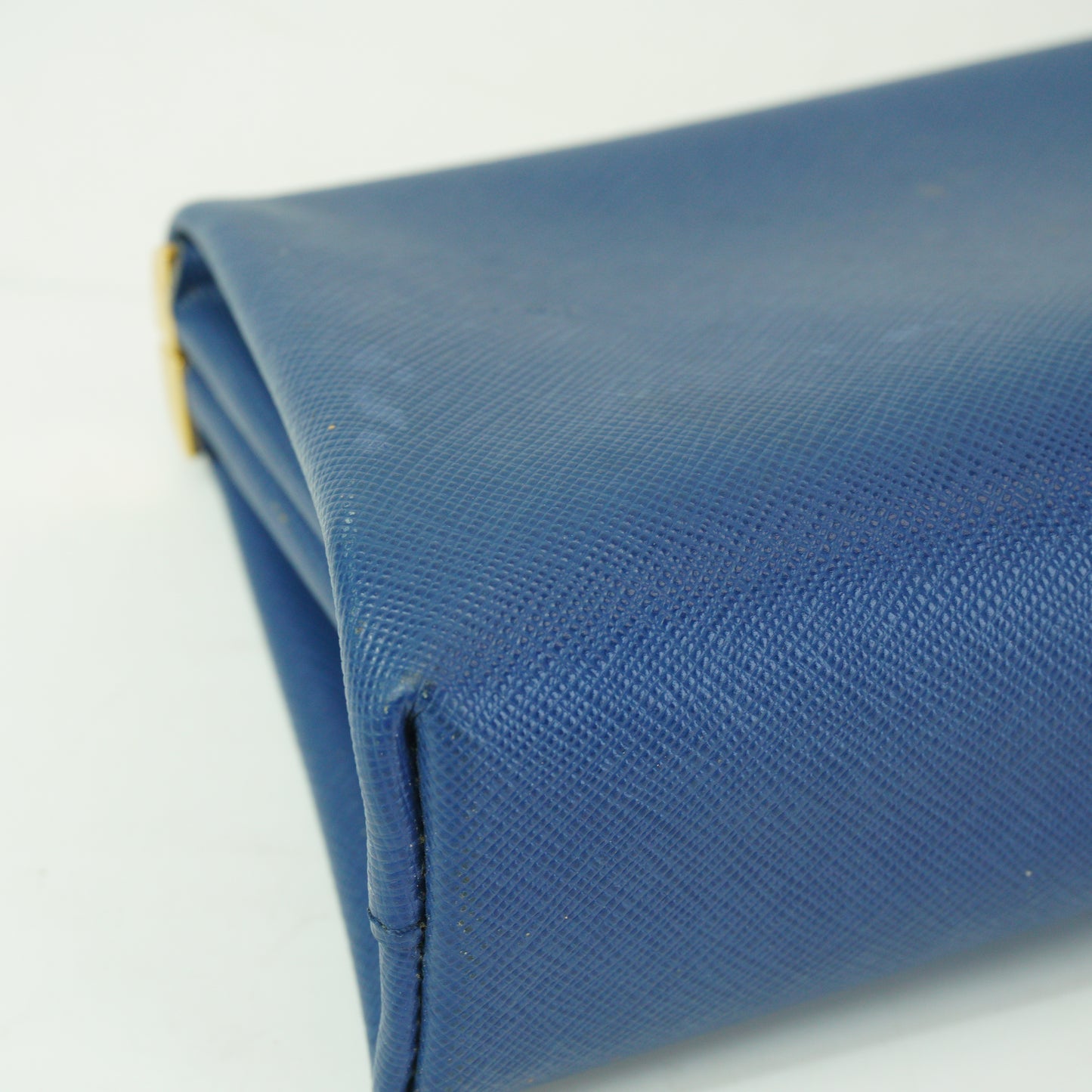 Prada Saffiano Lux East-west Frame Medium Clutch Blue GHW