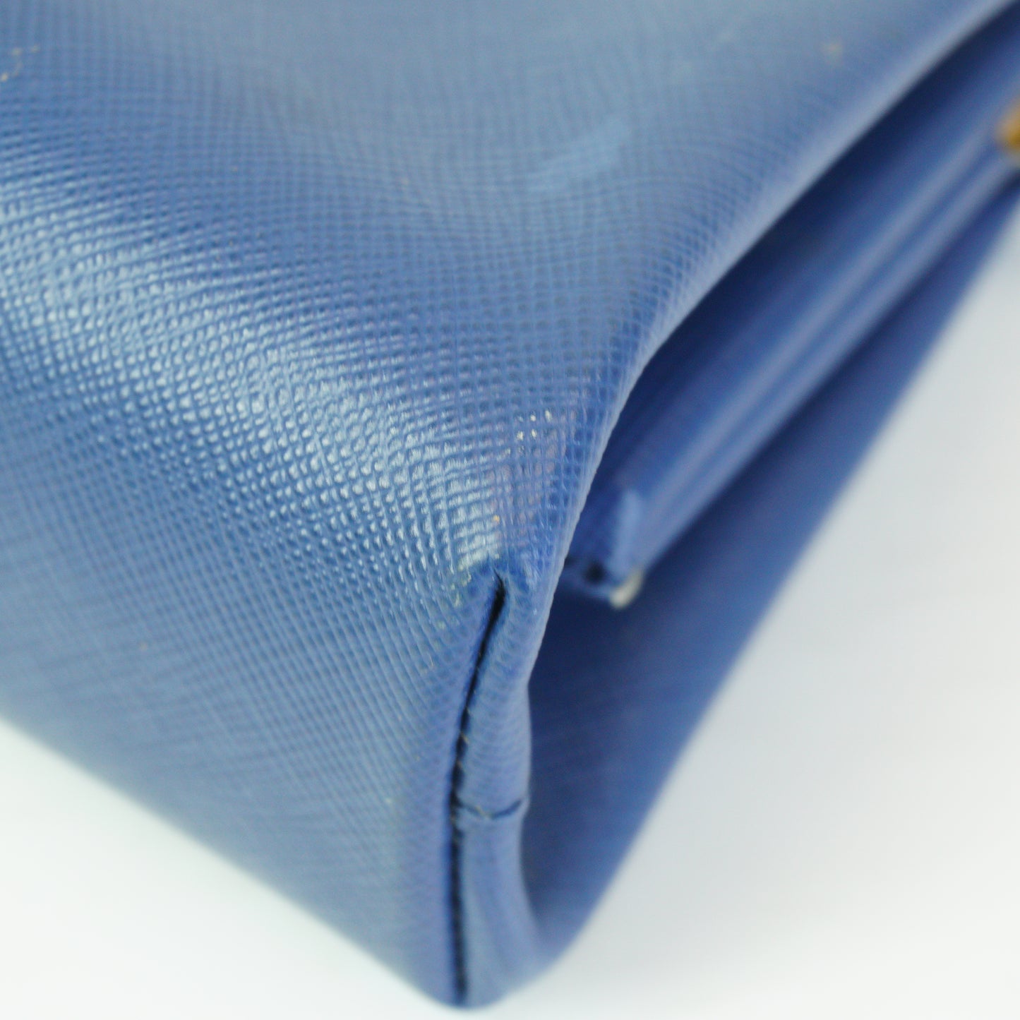Prada Saffiano Lux East-west Frame Medium Clutch Blue GHW