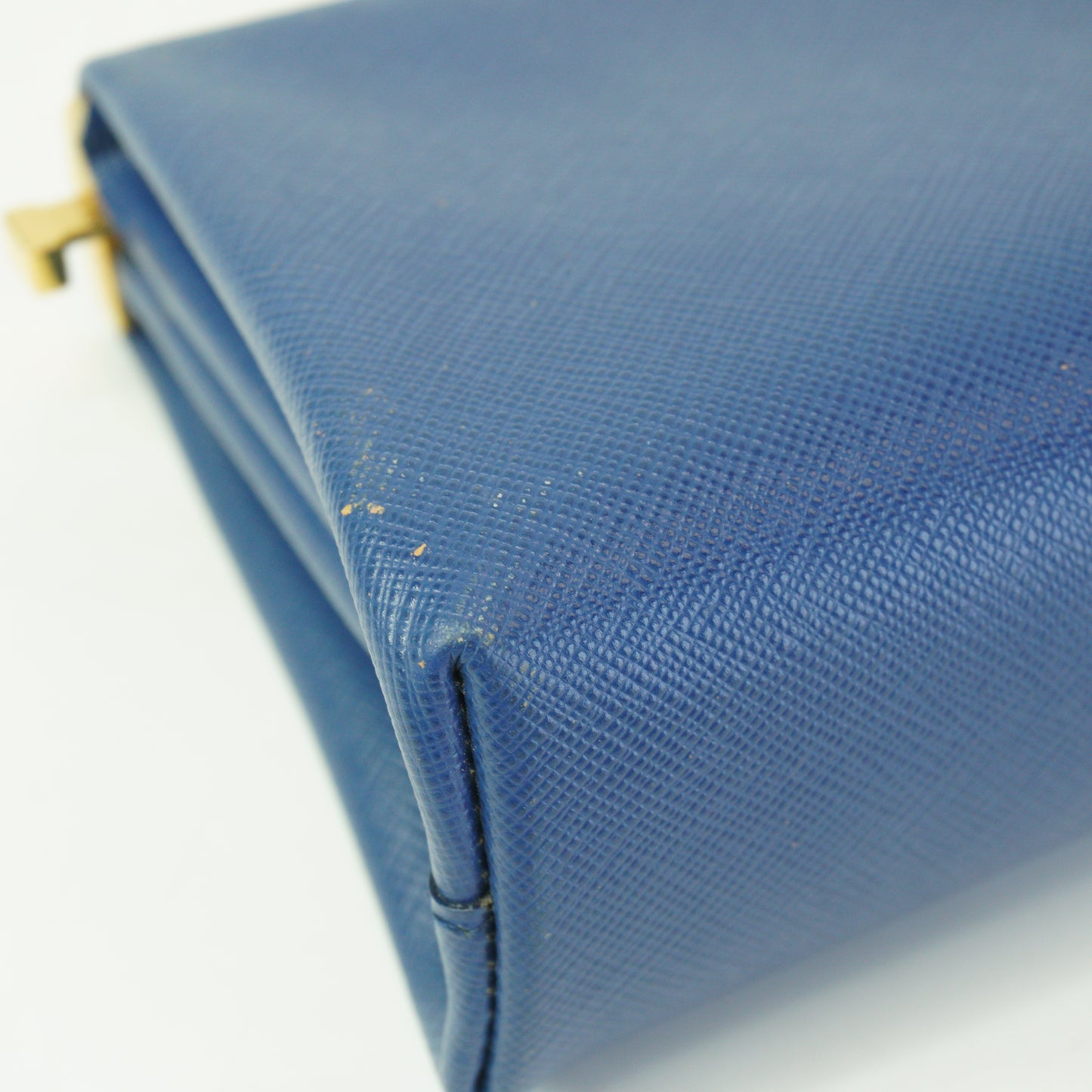 Prada Saffiano Lux East-west Frame Medium Clutch Blue GHW