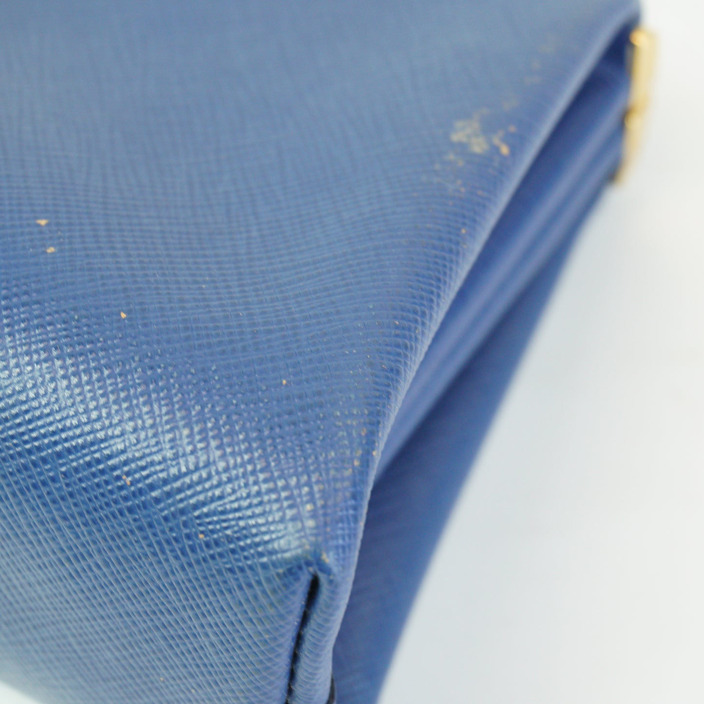 Prada Saffiano Lux East-west Frame Medium Clutch Blue GHW