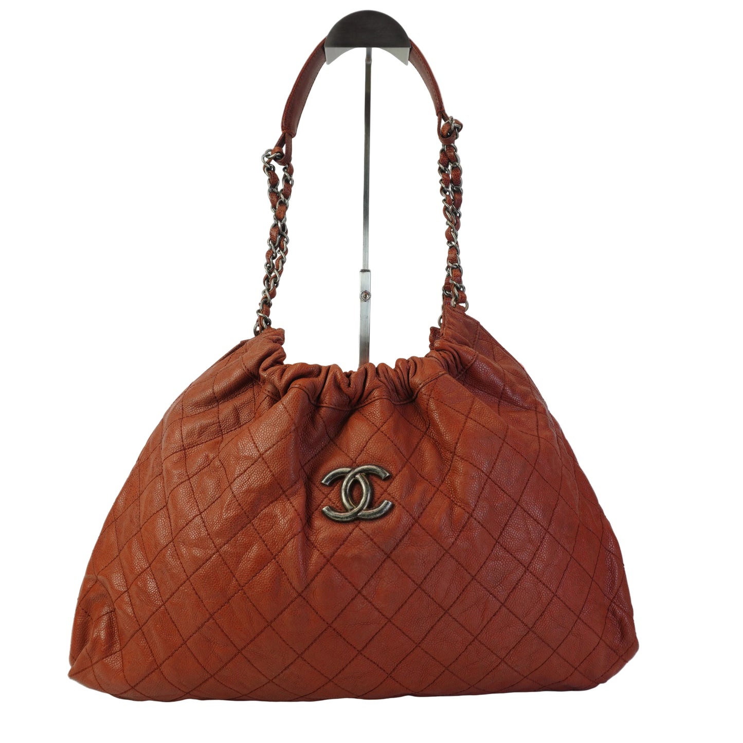 Chanel Elastic CC Shoulder Bag Brown Large SHW