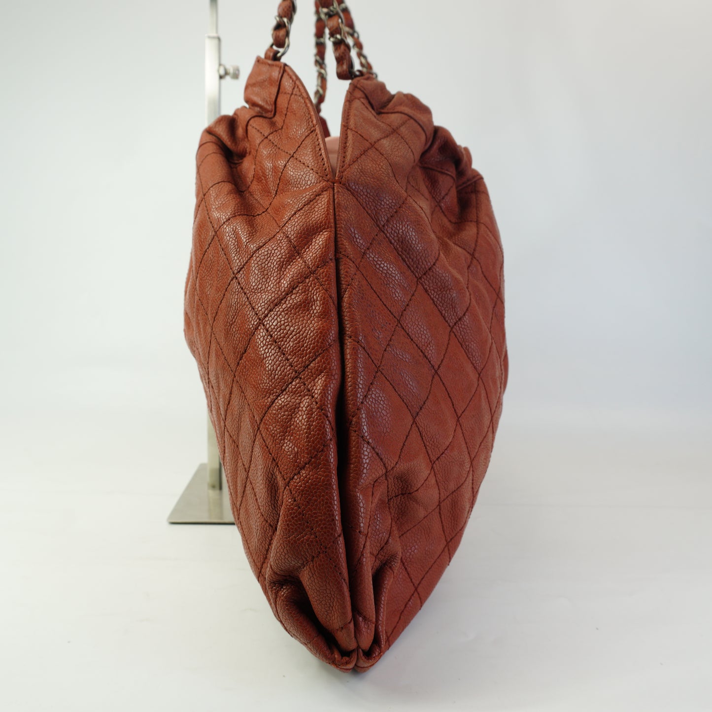 Chanel Elastic CC Shoulder Bag Brown Large SHW