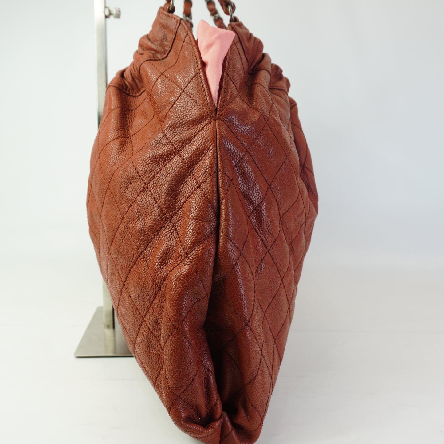 Chanel Elastic CC Shoulder Bag Brown Large SHW