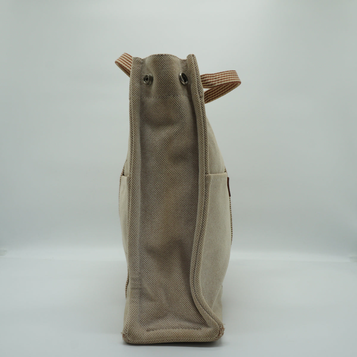 Hermes Herline Large Canvas Beige Tote Bag SHW