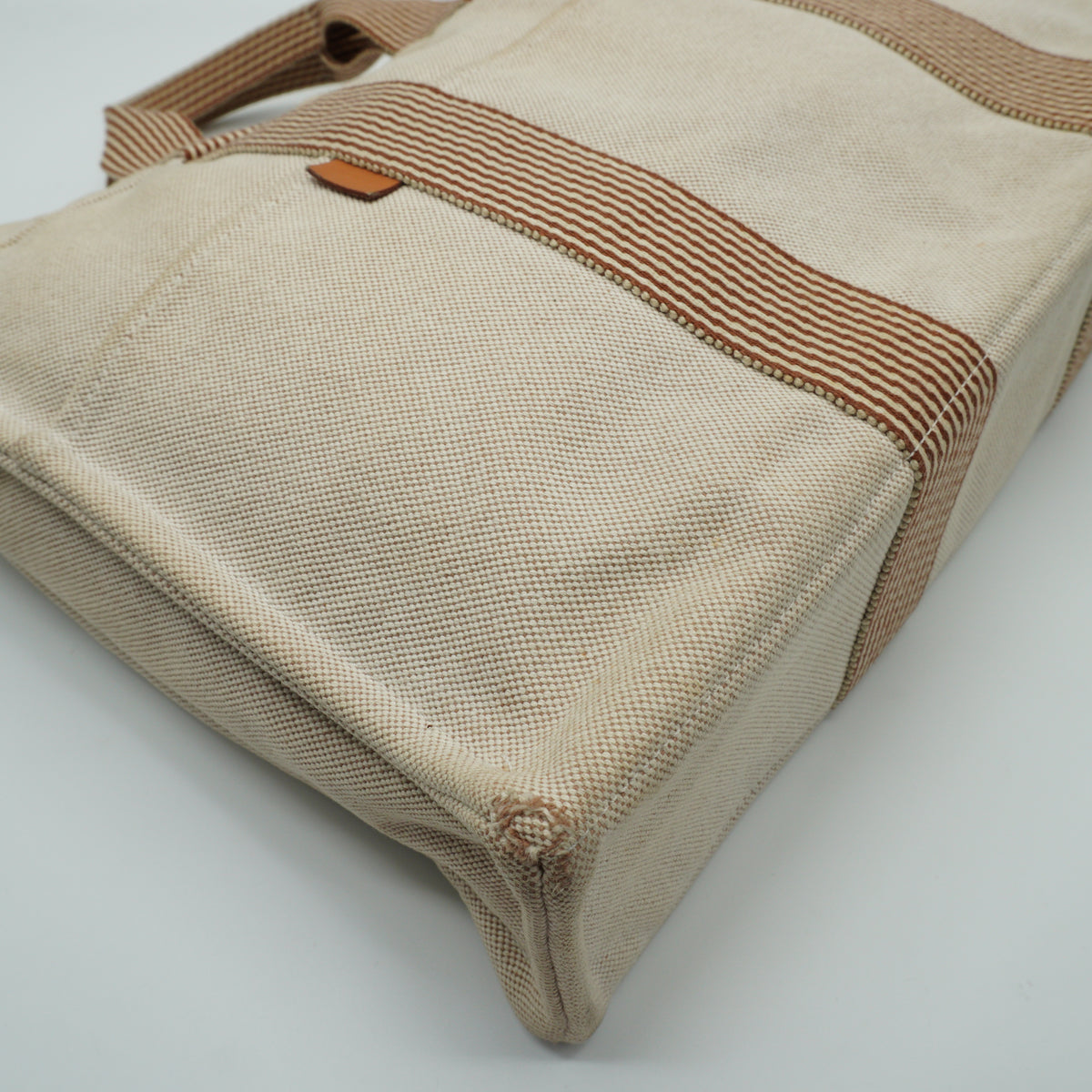 Hermes Herline Large Canvas Beige Tote Bag SHW