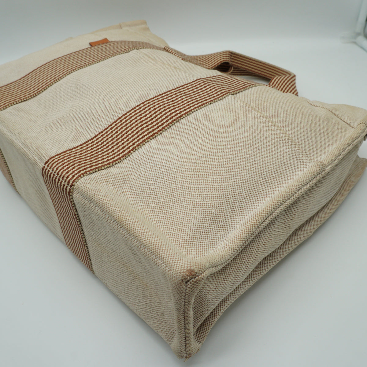 Hermes Herline Large Canvas Beige Tote Bag SHW