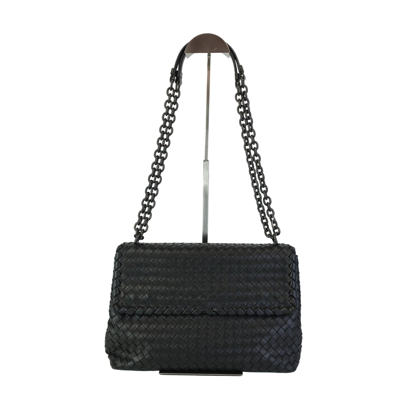 Bottega Veneta Intrecciato Medium Flap Black Bag MHW