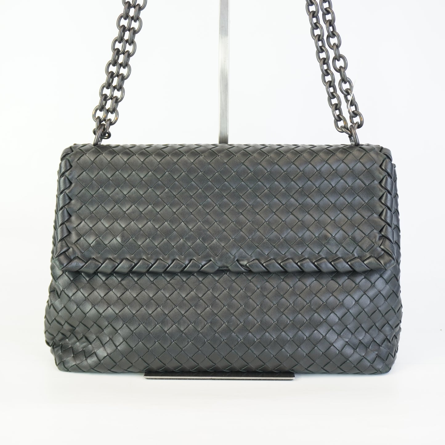 Bottega Veneta Intrecciato Medium Flap Black Bag MHW