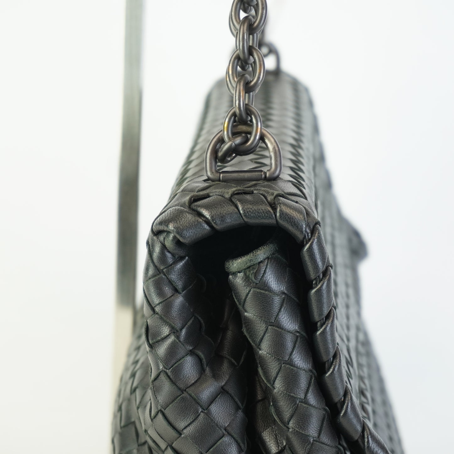 Bottega Veneta Intrecciato Medium Flap Black Bag MHW