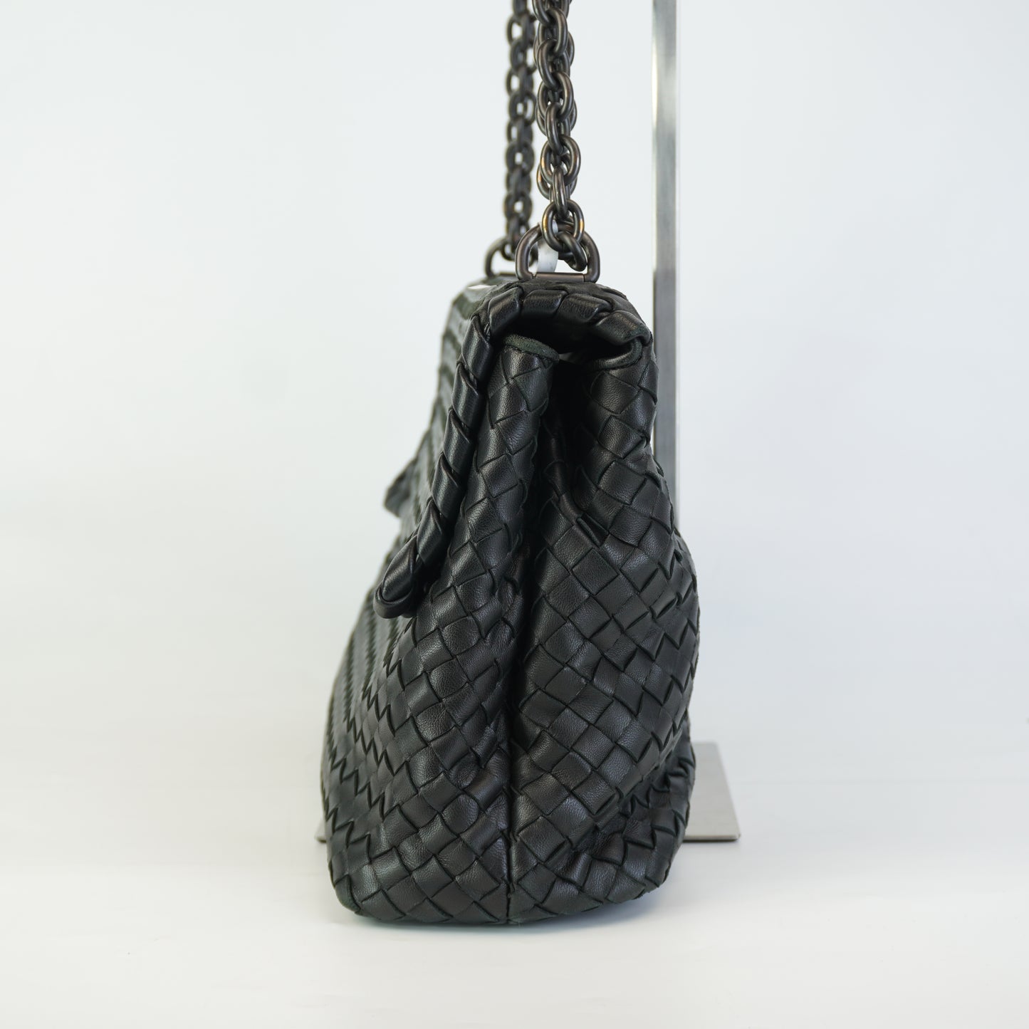 Bottega Veneta Intrecciato Medium Flap Black Bag MHW