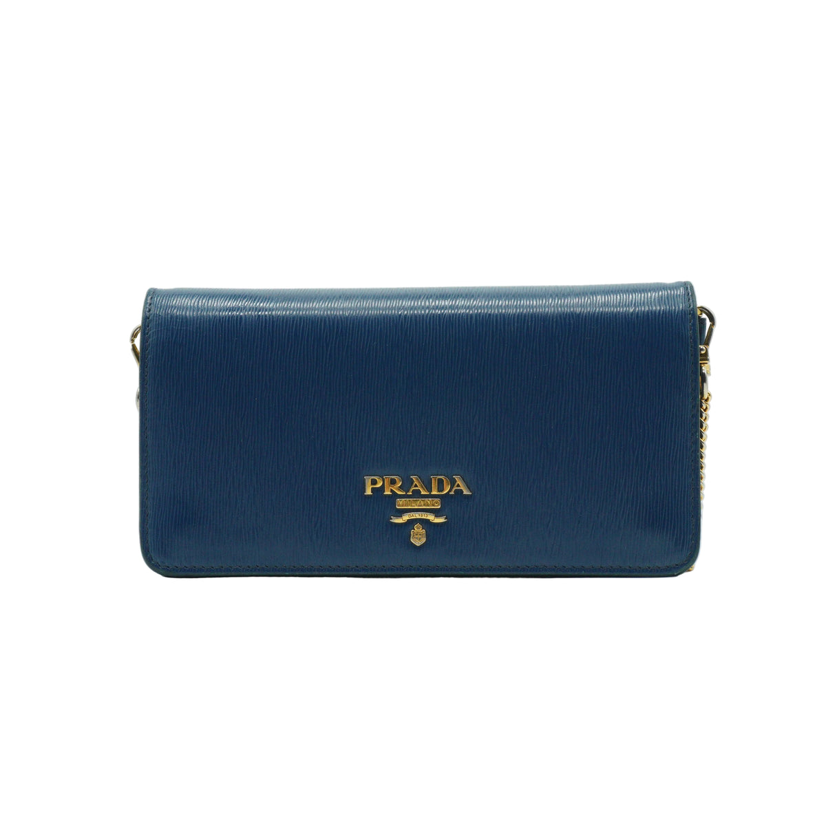 Prada Vitello Small Move Wallet Blue GHW