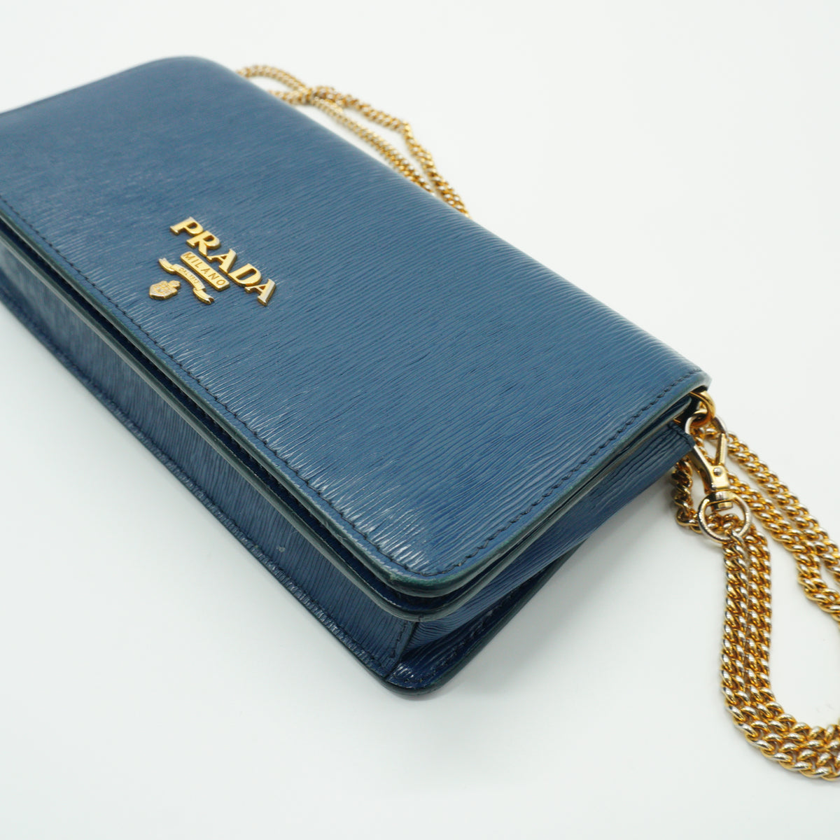 Prada Vitello Small Move Wallet Blue GHW