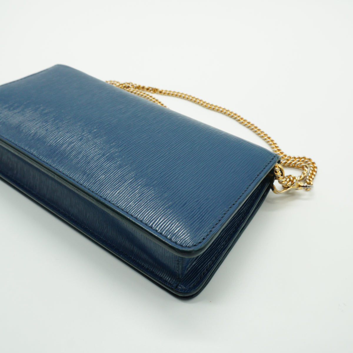 Prada Vitello Small Move Wallet Blue GHW