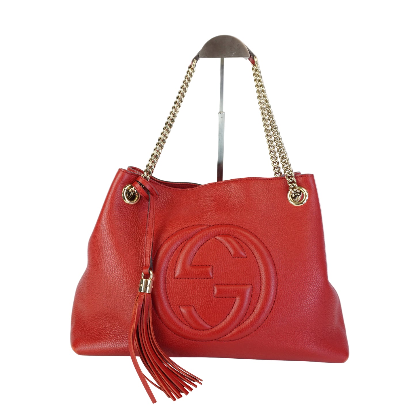 Gucci Soho Chain Tote Red Large GHW
