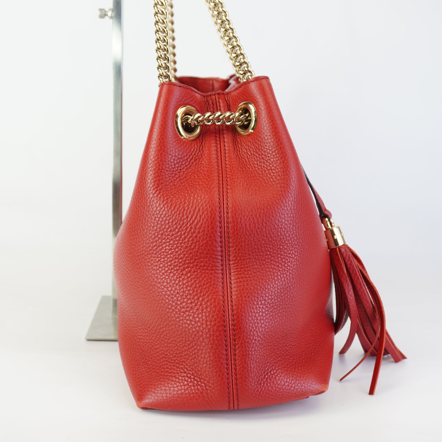 Gucci Soho Chain Tote Red Large GHW