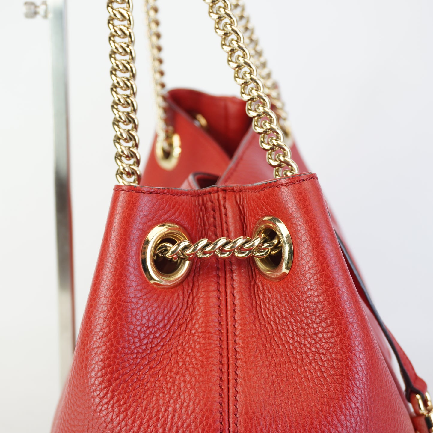 Gucci Soho Chain Tote Red Large GHW