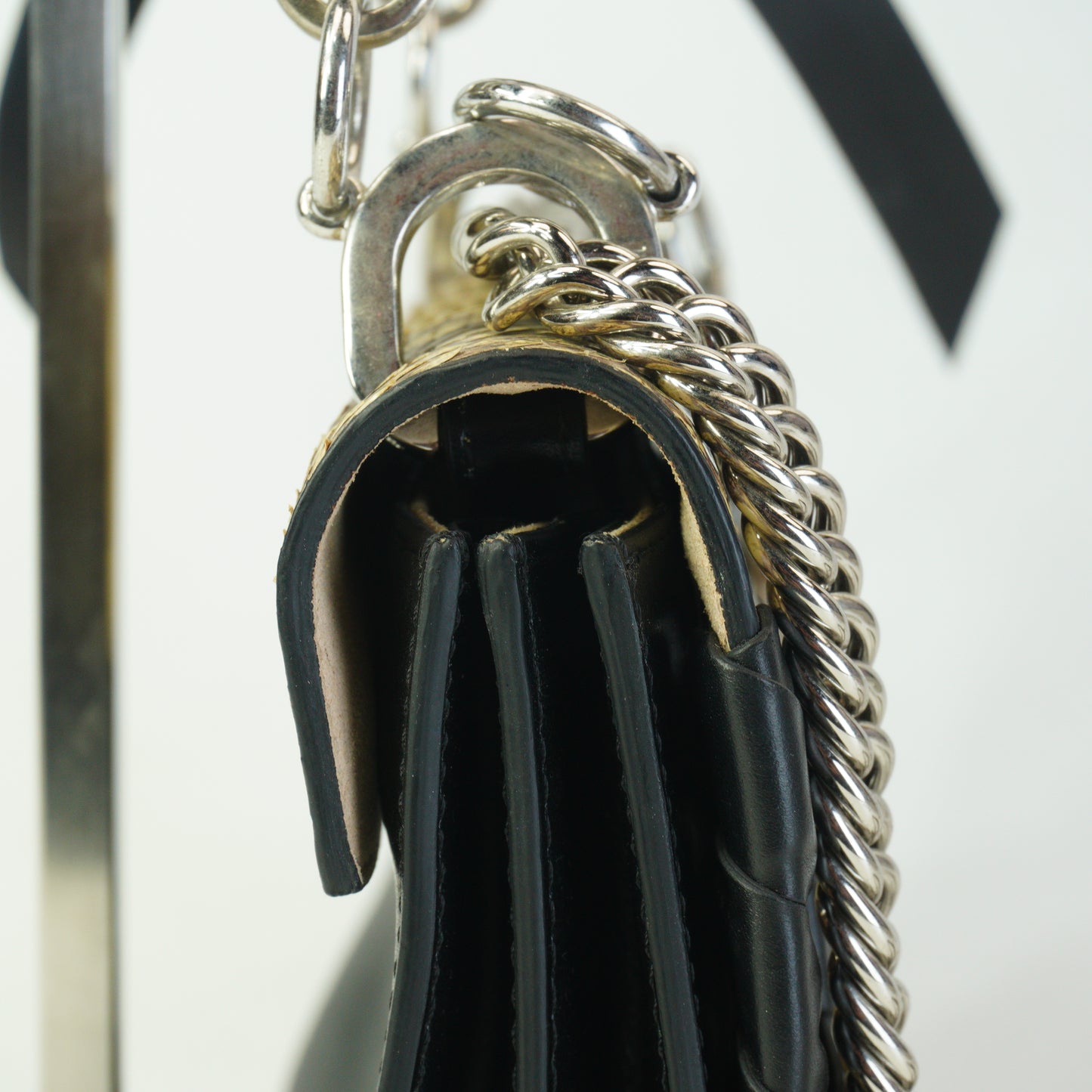 Fendi Kan I Black Python Leather Lace Mini SHW