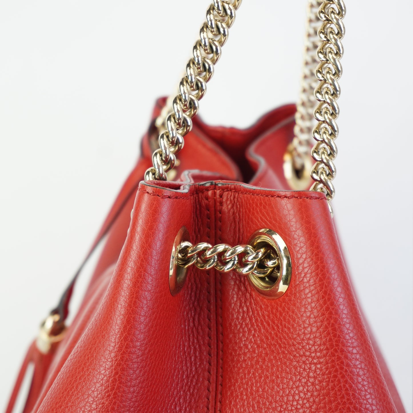 Gucci Soho Chain Tote Red Large GHW