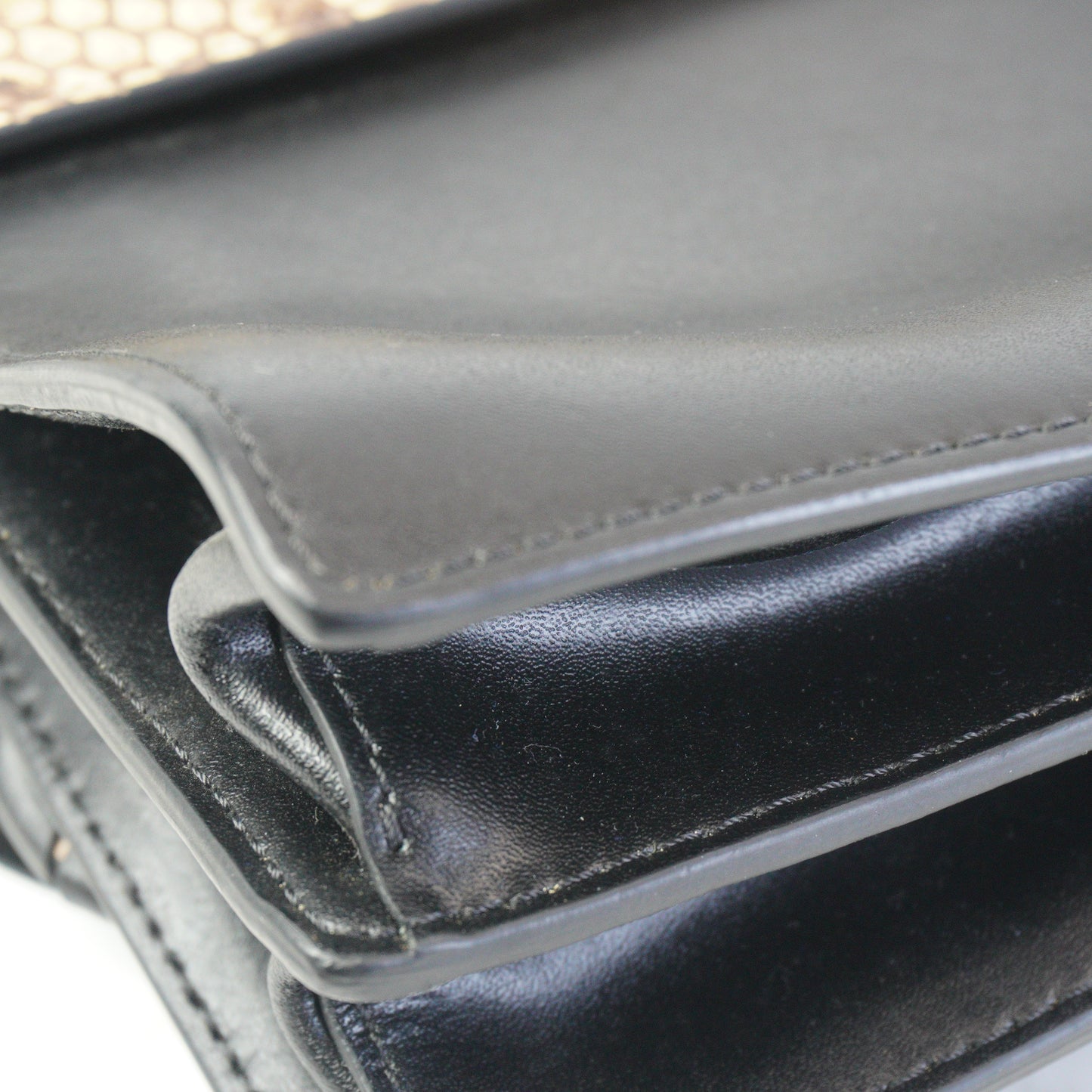 Fendi Kan I Black Python Leather Lace Mini SHW