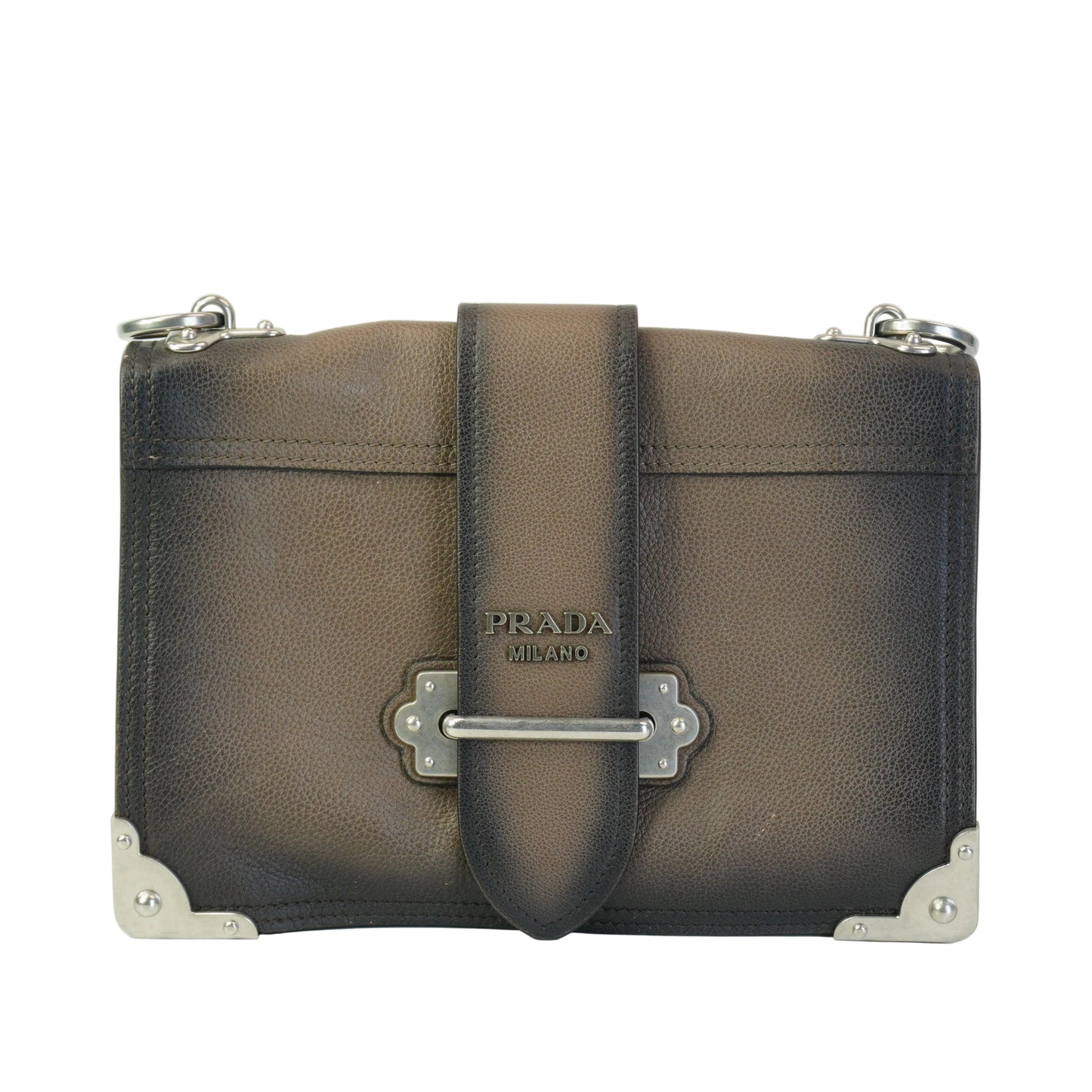 Prada Cashier Shoulder Bag Fumo Small SHW