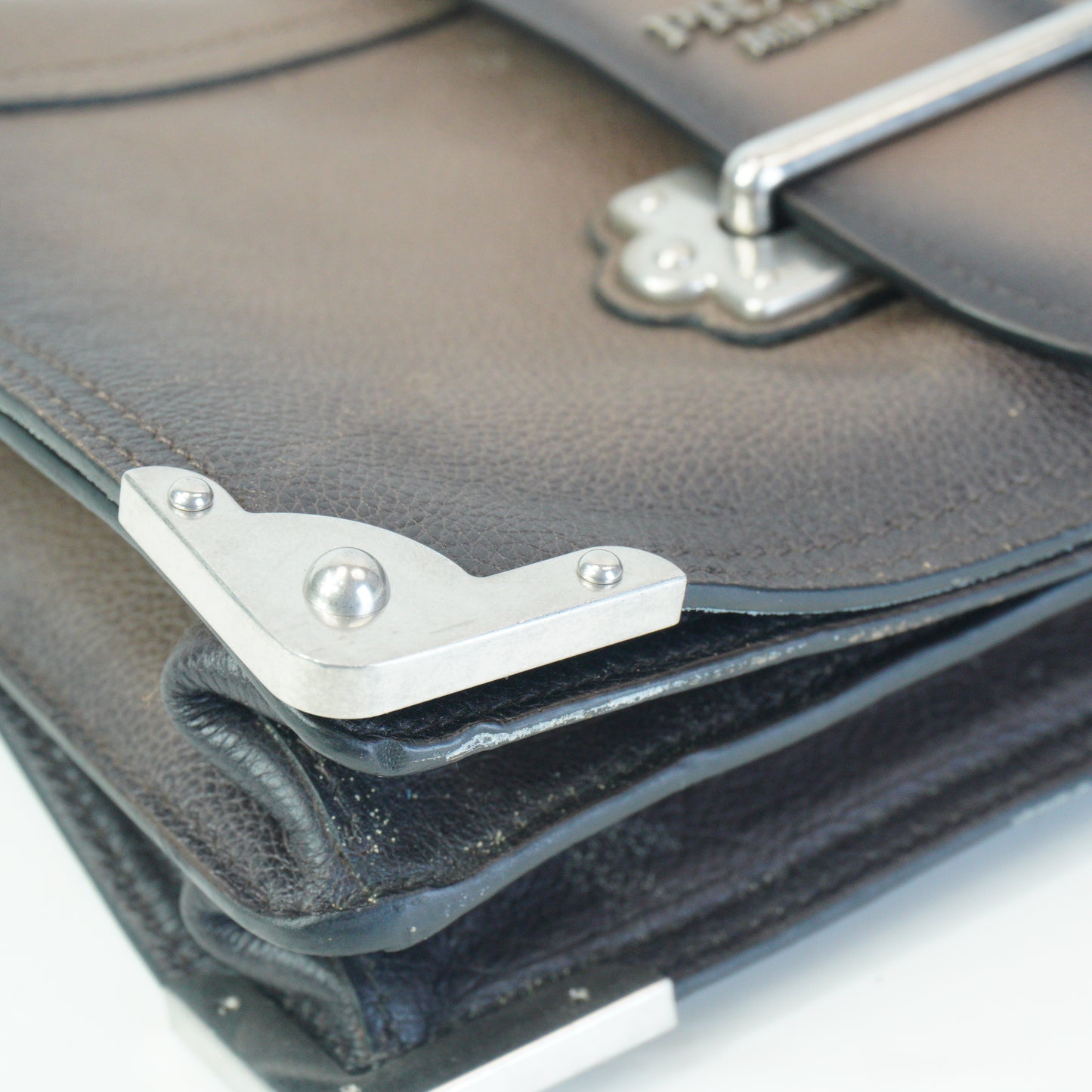 Prada Cashier Shoulder Bag Fumo Small SHW