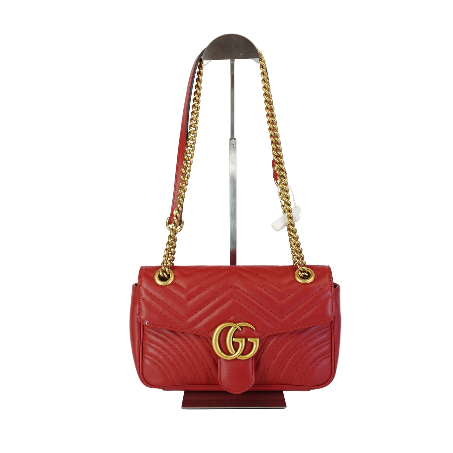 Gucci GG Marmont Matelasse Medium Red Shoulder Bag GHW