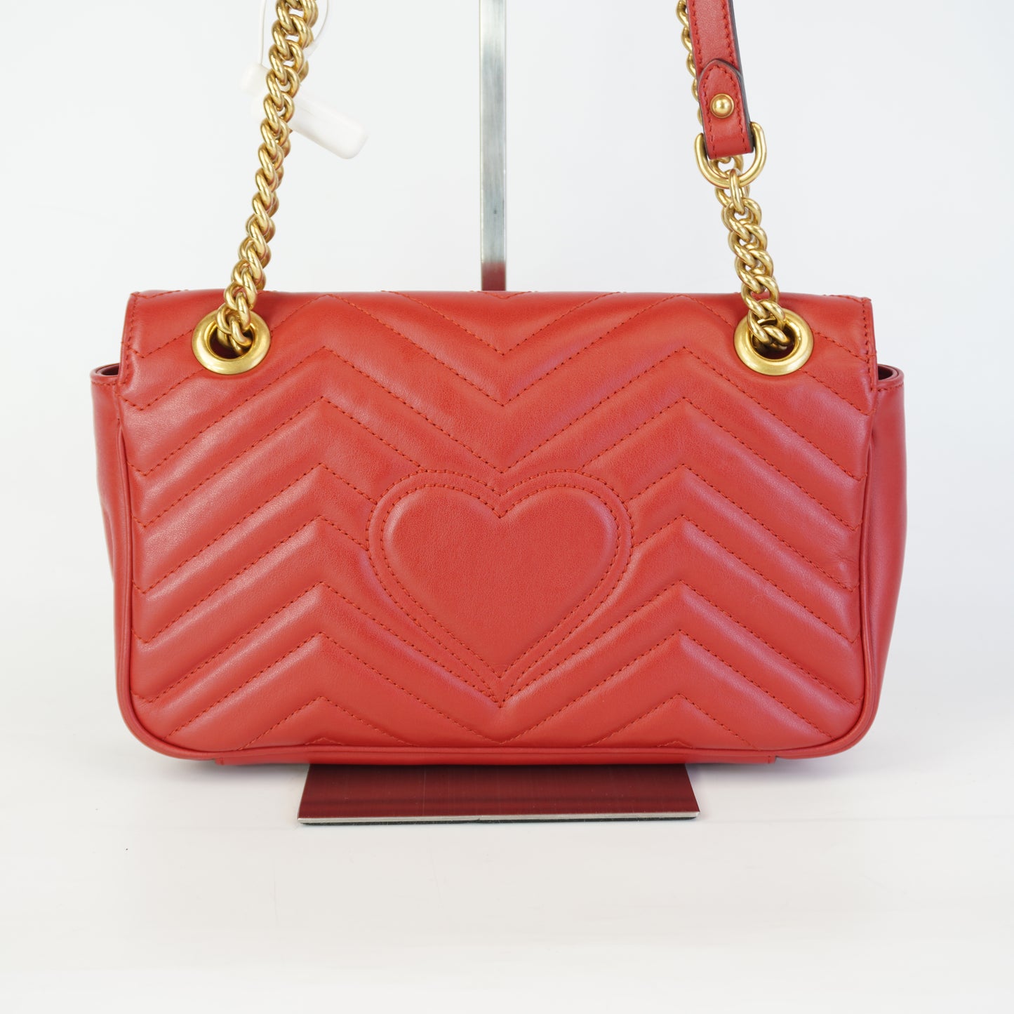 Gucci GG Marmont Matelasse Medium Red Shoulder Bag GHW