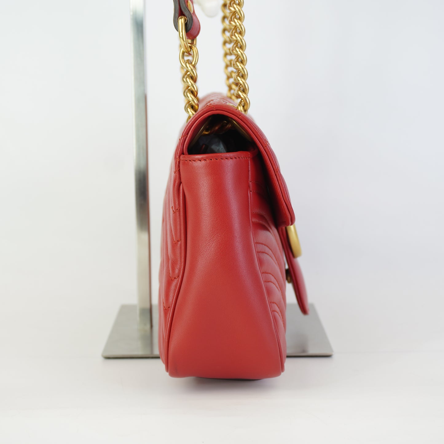 Gucci GG Marmont Matelasse Medium Red Shoulder Bag GHW