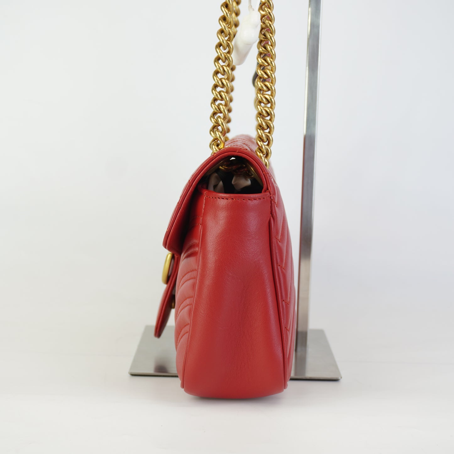 Gucci GG Marmont Matelasse Medium Red Shoulder Bag GHW