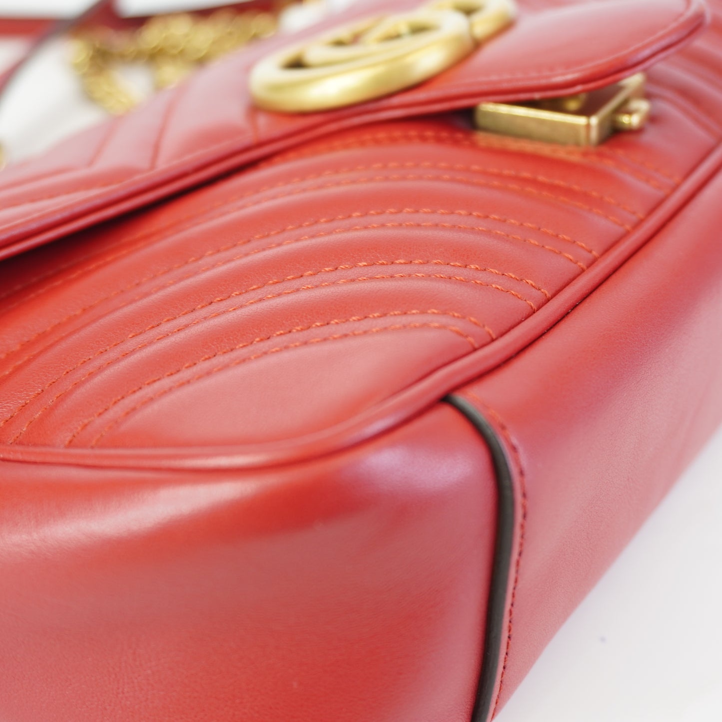 Gucci GG Marmont Matelasse Medium Red Shoulder Bag GHW