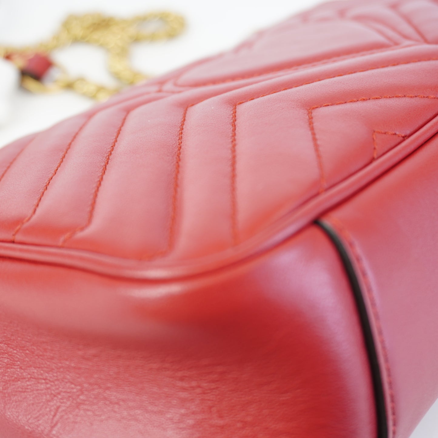 Gucci GG Marmont Matelasse Medium Red Shoulder Bag GHW
