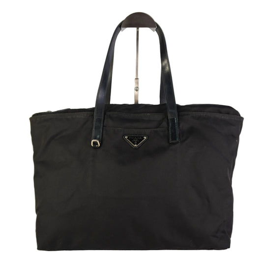 Prada Tessuto Triangle Logo Tote Bag Black
